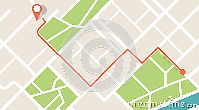 City map navigation. GPS navigator. Point marker icon. Top view, view from above. Abstract background. Cute simple design. Flat Vector Illustration