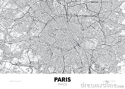 City map Paris France, travel poster detailed urban street plan, vector illustration Vector Illustration