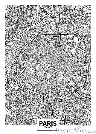 City map Paris, travel vector poster design Vector Illustration