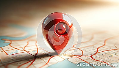City map and red pin pointer location. Travel navigation GPS concept Stock Photo