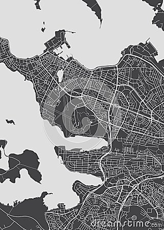 City map Reykjavik, monochrome detailed plan, vector illustration Vector Illustration