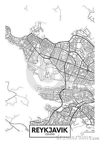 City map Reykjavik, travel vector poster design Vector Illustration