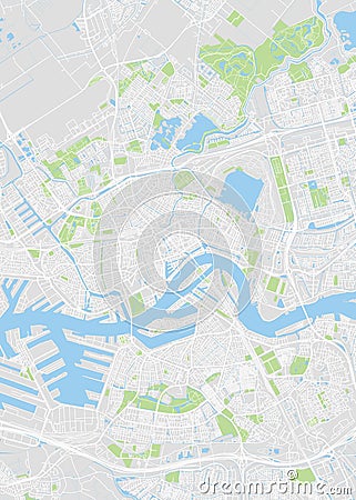 City map Rotterdam, color detailed plan, vector illustration Vector Illustration