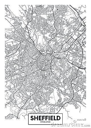 City map Sheffield, travel vector poster design Vector Illustration