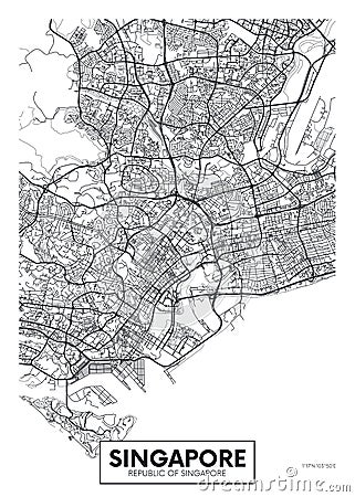 City map Singapore, travel vector poster design Vector Illustration