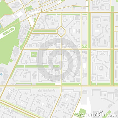 City map with streets, roads, houses and parks. Vector Vector Illustration