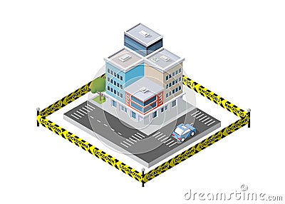 The city is in medicine quarantine because of danger Vector Illustration