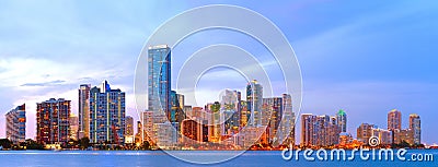 City of Miami Florida, colorful sunset panorama Stock Photo