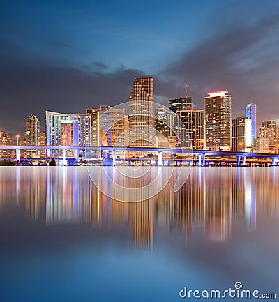 City of Miami Florida sunset Stock Photo