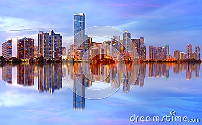 City of Miami Florida sunset Stock Photo