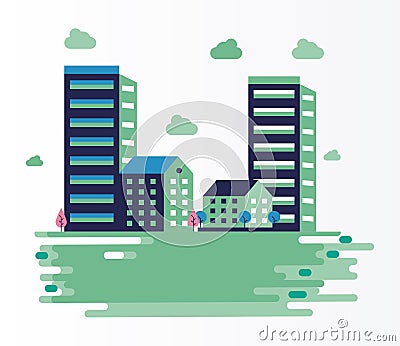 City minimal cityscape scene frame Vector Illustration