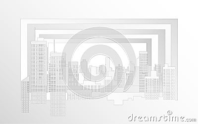 City modern contour landscape. Several plans form a three-dimensional image. Vector Illustration