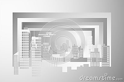 City modern contour landscape. Several plans form a three-dimensional image. Vector Illustration