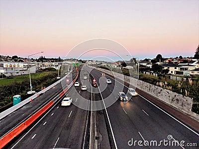 city motorway traffic motion blur Editorial Stock Photo