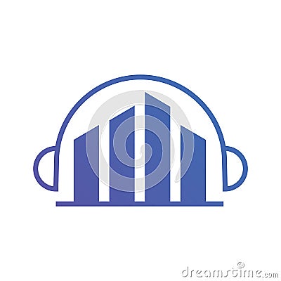 City Music Headphone Logo vector Vector Illustration