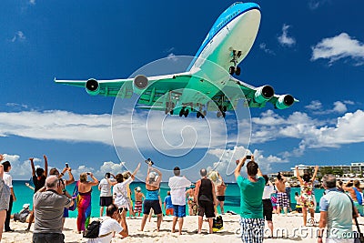 Landing at St. Maarten on 20th February 2015 Editorial Stock Photo