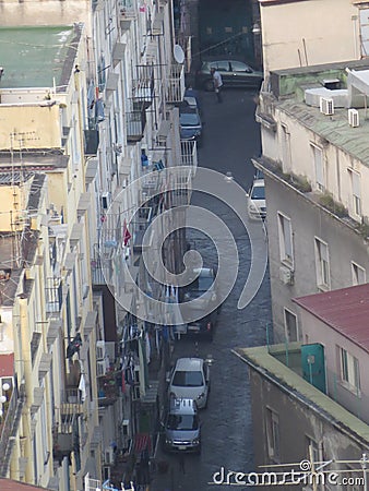 The city of Naples from above. Napoli. Italy. Vesuvio volcano behind. Editorial Stock Photo