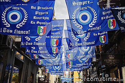 the city of Naples celebrates the euphory for the serie a title back to the city 33 years after Maradona. Editorial Stock Photo