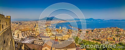 City of Naples with Mt. Vesuvius at sunset, Campania, Italy Stock Photo