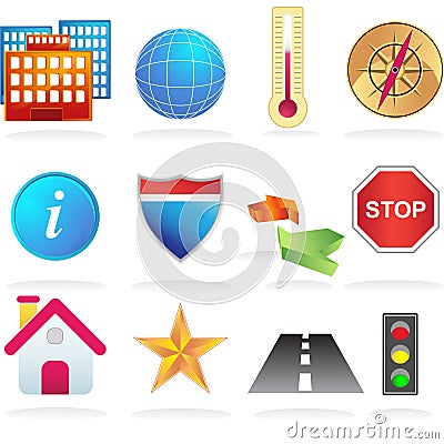 City Navigation Icons Vector Illustration