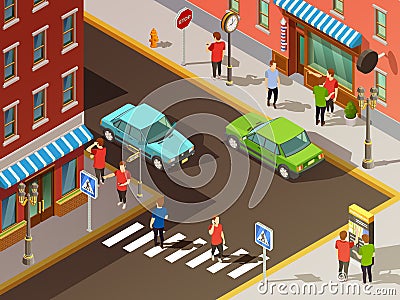 City Navigation Isometric Set Vector Illustration