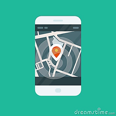 City navigation smartphone app - location Vector Illustration