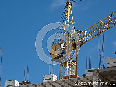 City new building multi-storey building construction crane brick open-air residential complex windows sky Stock Photo