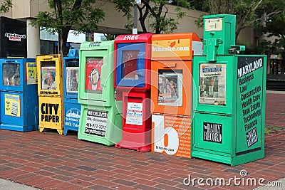 City newspaper boxes Editorial Stock Photo