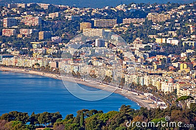 City of Nice Promenade des Anglais waterfront aerial view, French riviera Stock Photo