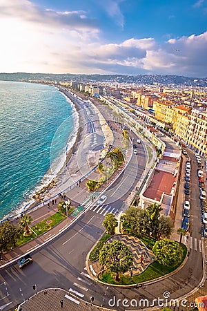 City of Nice Promenade des Anglais waterfront and beach view, French riviera Stock Photo