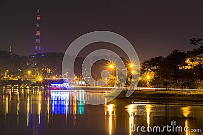 City night light, Dalat city Vietnam Stock Photo