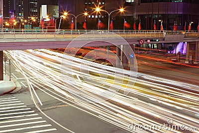 City night scene with cars motion Stock Photo