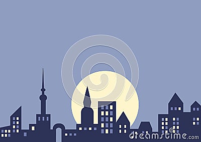 City at night, vector background Vector Illustration