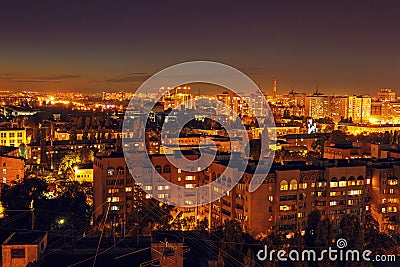 City night Voronezh from roof in downtown Stock Photo