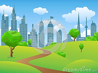 City park landscape Vector Illustration