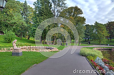 City park in Riga, Latvia. Editorial Stock Photo