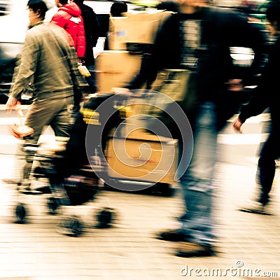 City pedestrian people on road Stock Photo