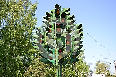 City Penza.Traffic light. Stock Photo