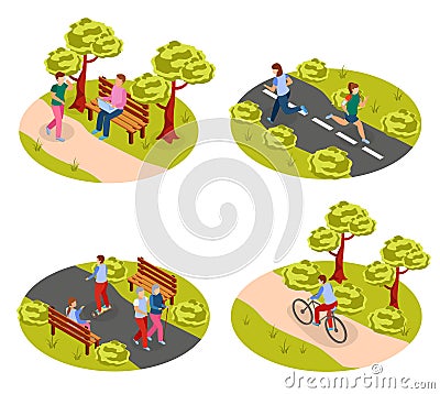 City People Isometric Concept Vector Illustration