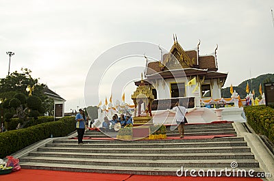 City Pillar Shrine of Phatthalung for people praying to protect Editorial Stock Photo