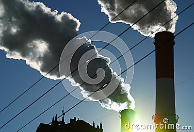 City pollution air smoke smog backdrop Stock Photo