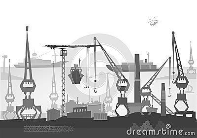 City port illustration Cartoon Illustration