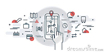 City Public Transport Navigation Vector Illustration