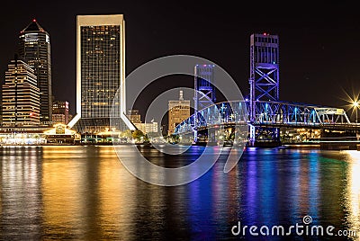 City Reflections on a River Stock Photo