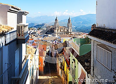 City with Renaissance Cathedral. Jaen Stock Photo
