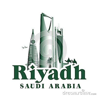 City of Riyadh Saudi Arabia Famous Buildings Vector Illustration