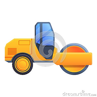 City road roller icon, cartoon style Vector Illustration