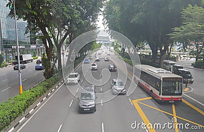 City road traffic Singapore Editorial Stock Photo