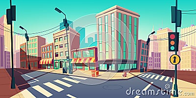 City road turn empty street with transport highway Vector Illustration