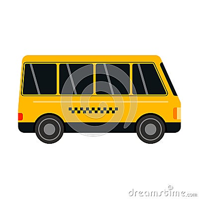 City road yellow taxi bus transport vector illustration. Vector Illustration